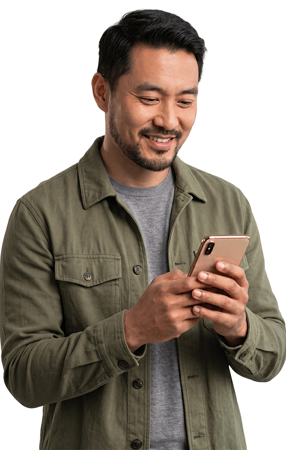 A person reading a message on a phone